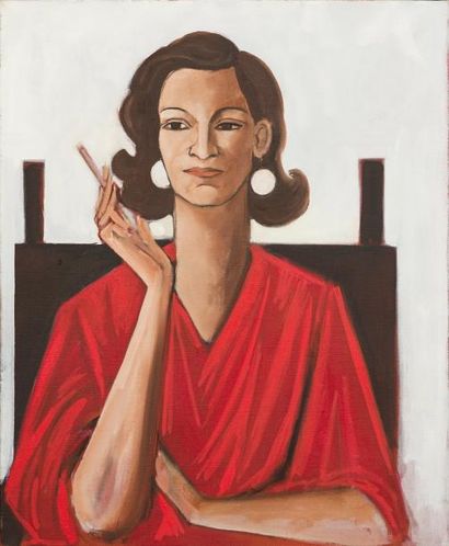 Mary BAIRD SMITH (1972) Malou Huile sur toile, signée au dos. 61 x 50 cm