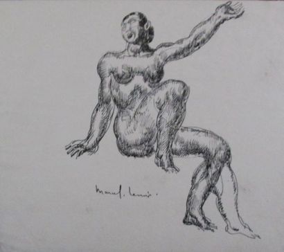 Marcel LENOIR (1872-1931) Étude d'une femme assise Encre sur papier signée en bas...