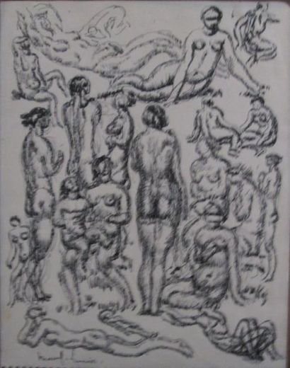 Marcel LENOIR (1872-1931) Études de femmes Encre sur papier signée en bas à droite....