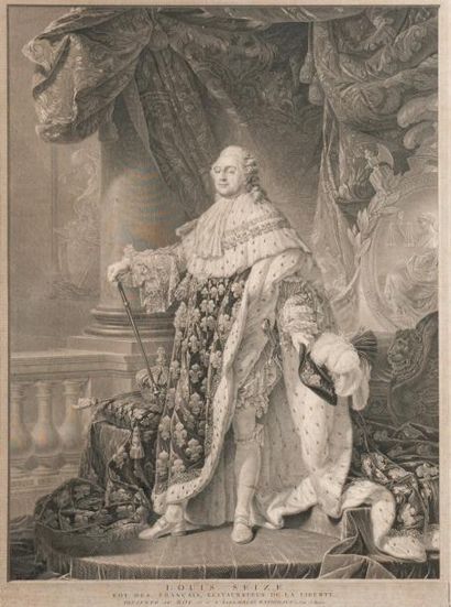 D'après Antoine François CALLET (1741-1823) Louis XVI en costume de sacre Gravure....