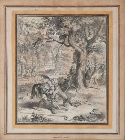 Bernard PICARD (1673-1733) Hercule tuant le lion de Citheron, libérant les troupeaux...
