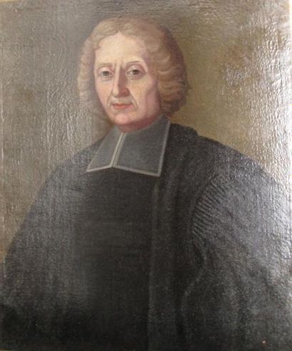 École FRANÇAISE du début du XVIIIe siècle Portrait d'ecclésiastique Huile sur toile...