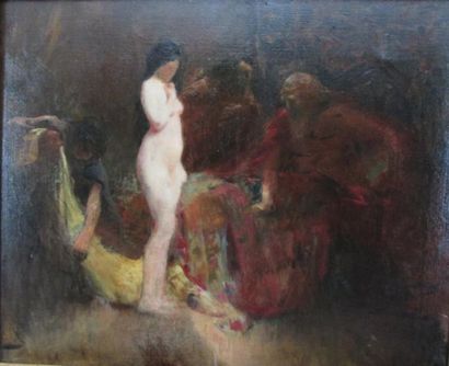 Ecole Française de la fin du XIXe-début du XXe siècle Jeune femme dénudée dans un...