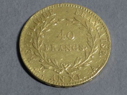 France Napoléon Ier Consul
Pièce de 40 francs or, an XI.
Poids: 12,7 g