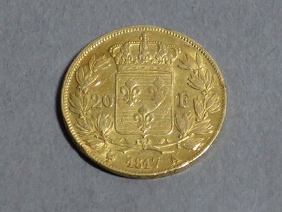 France Époque Restauration
Pièce de 20 francs or, 1817, au profil du roi Louis XVIII.
Poids:...