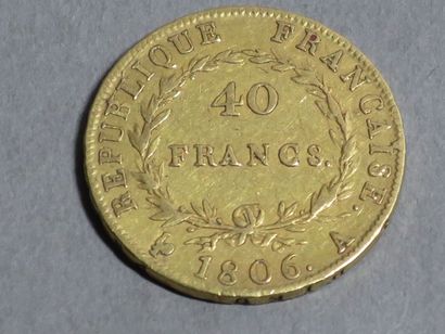 France Napoléon empereur
Pièce de 40 francs or, 1806.
Poids: 13,1 g