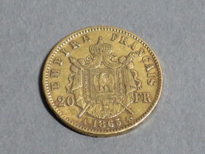 France Napoléon IIIPièce de 20 francs or datée 1865.
Poids: 6.4 g