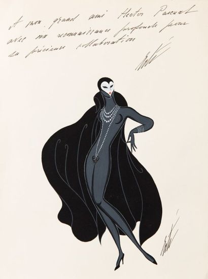 ERTE (1892-1990) Romain de Tirtoff dit Étude pour un costume deMusidora (Irma Vep)...