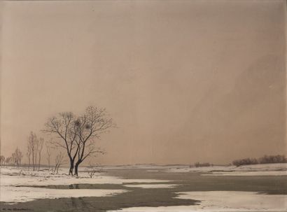 Pierre de CLAUSADE (1910-1976) 
(*) Paysage sous la neige
Huile sur toile signée...