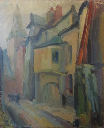 Fernand ELIE (1906) 
Rue à Rouen
Huile sur panneau signée en bas à droite.
45,5 x...