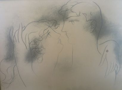 Georges GOUNARO (1889-1977) 
Le couple
Lithographie signée en bas à gauche.
47 x...