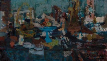 Eugène BABOULENE (1905-1994) 
Nature morte, le compotier bleu
Huile sur toile signée...