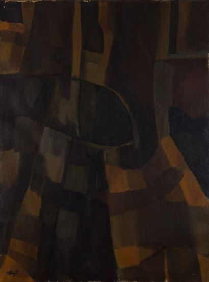 Marcel POUGET (1923-1985) 
Composition
Huile sur toile signée en bas à gauche.
Inscription...