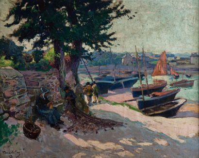 PAUL MADELINE (1863-1920) Port en Bretagne
Huile sur toile signée en bas à gauche...