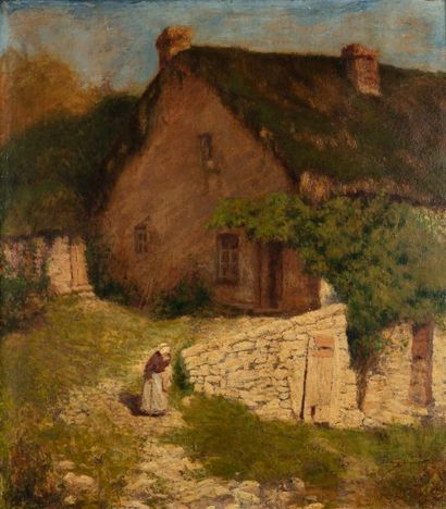James Camille LIGNIER (1858-1926) Ferme en Bretagne
Huile sur carton signée en bas...