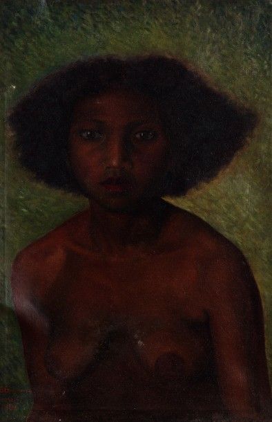 G. GOMMERY (XXe siècle) Portrait d'une jeune malgache nue
Huile sur toile signée...