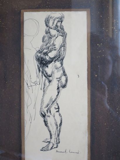 Marcel LENOIR (1872-1931) Étude de nu féminin
Encre sur papier signé en bas à droite.
28...