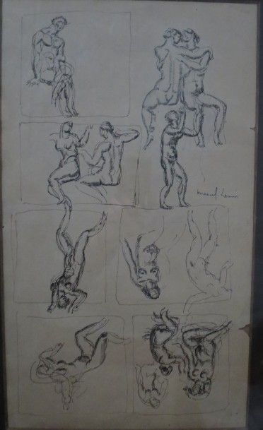 Marcel LENOIR (1872-1931) Études de nus
Encre signée (petites déchirures et pliures).
38...
