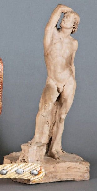 null Sculpture en terre cuite représentant un homme posant nu.
XIXe siècle.
Hauteur:...