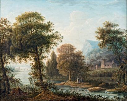 École Française du XIXe siècle 
Paysage à la rivière
Toile.
28 x 35,5 cm