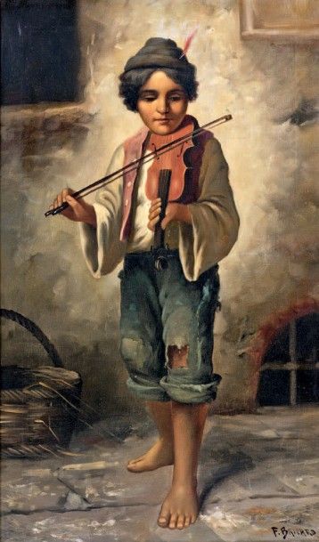 François-Xavier BRICARD (1881-1935) 
Bohémien
Gypsy boy
Deux toiles signées.
82 x...