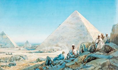 Jules GUFFROY (XIXe siècle) 
La Vallée des Rois, Égypte
Aquarelle signée en bas à...