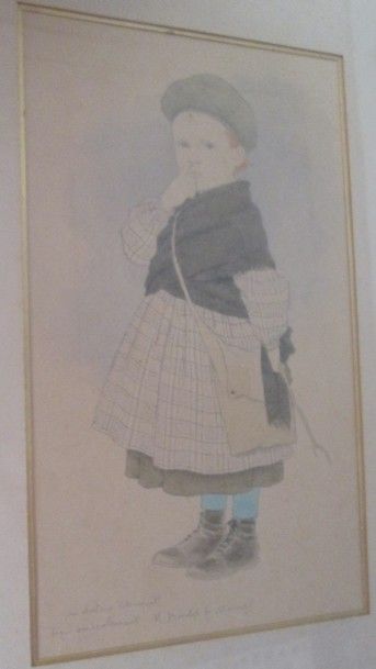 Maurice BOUTET de MONVEL (1850-1913) 
Enfant au béret Aquarelle signée en bas à gauche...