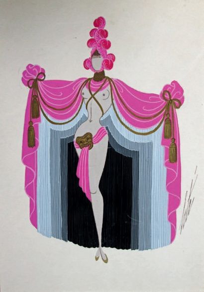 ERTE (Romain de TIRTOFF dit, 1892-1990) 
Projet de costume de théâtre «Charades»
Encre...