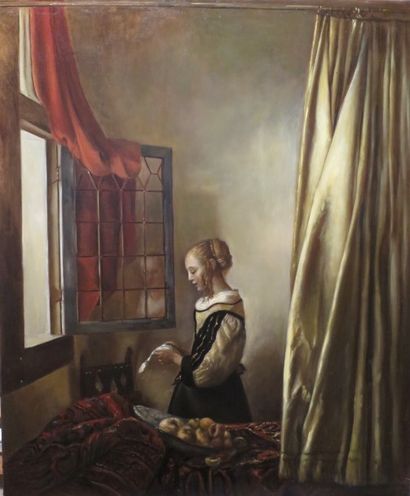  D’après Johannes VERMEER (1632 – 1675)

Jeune femme lisant une lettre

Huile sur... Gazette Drouot