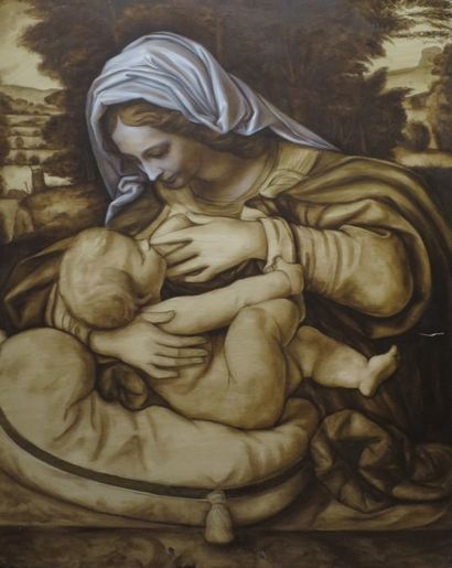 null D’après Andrea SOLARIO (1470 – 1520)

La Madone au coussin vert

Huile sur panneau,...