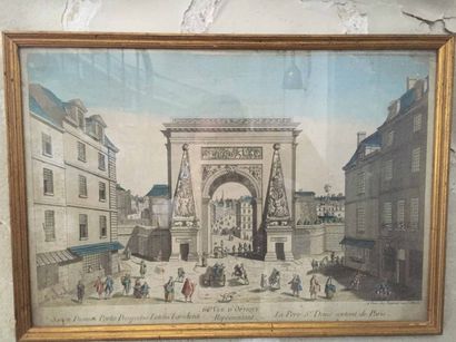 null Cinq gravures "vues d'optiques" sur Bordeaux et autres villes. XVIIIe siècle....