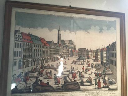 null Cinq gravures "vues d'optiques" sur Bordeaux et autres villes. XVIIIe siècle....
