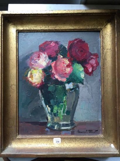 null Maurice Perrot Panneau "un bouquet de fleurs". 27 x 22 cm 