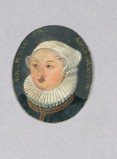 ÉCOLE FLAMANDE de la fin du XVIe siècle Portrait d'une femme de qualité âgée de trente...