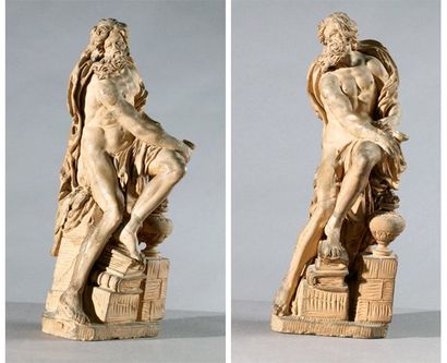 null Statuette en terre cuite représentant probablement "Socrate buavant la cigüe"...