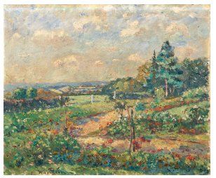 Emmanuel DE LA VILLÉON (1858-1944) Fleurs au bord d'un sentier Huile sur toile signée...