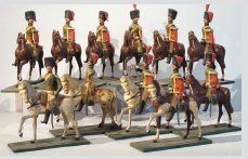 null Cavalerie des Hussards avec talpack comprenant officier, trompette et hussards...