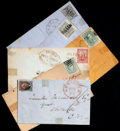null Etats-Unis 9 Lettres ou fragments de lettres affranchis de timbresposte des...