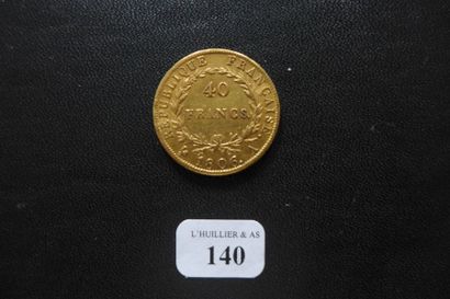 null FRANCE

Une pièce de 40 francs or (1806 A). 

Lot conservé à la banque et vendu...