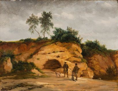 École Française du XIXe siècle 
Chasseurs devant les rochers, Royan, 1851
Huile sur...