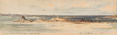 Charles BOUR (1814-1881) 
Bretagne, entrée de l'aber Wrac'h, côte de la Manche
Aquarelle...