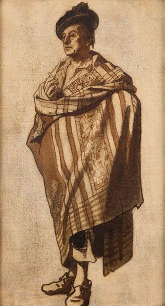 HENRI LÉOPOLD LÉVY (1840 - 1904) 
Étude d'un espagnol portant une cape
Huile sur...