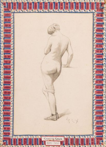 François Claudius COMPTE-CALIX (Lyon 1813-1880) 
Femme nue debout de dos
Mine de...