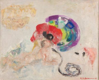 Helene DE BEAUVOIR (1910-2001) 
Le serpent
Huile sur toile signée en bas à droite...
