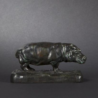 Alfred BARYE (1839-1882) Hippopotame
Bronze à patine verte nuancée (quelques usures...