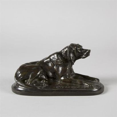 Emmanuel Fremiet (1824-1910) Chien courant couché
Bronze à patine brune, signé sur...