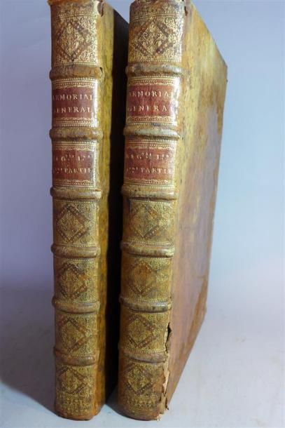 HOZIER (les d') Armorial général de la France.
Paris, J. Collombat 1738-1742; 2 vol....