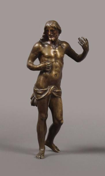 École ITALIENNE de la fin du XVIIe siècle Christ ressuscité
Statuette en bronze à...