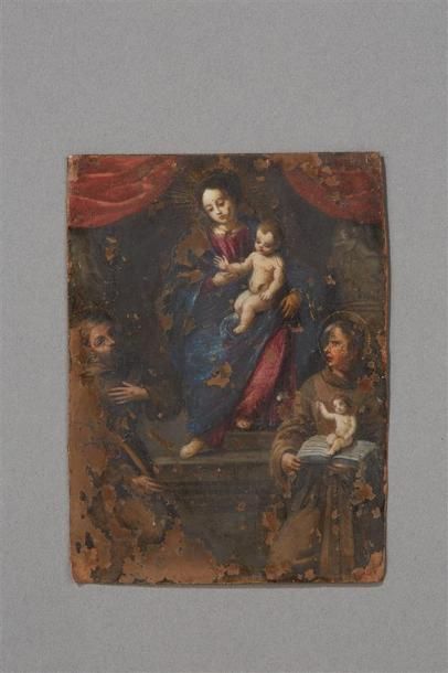 École Flamande du XVIIe siècle Vierge à l'enfant
Huile sur cuivre (usures et manques).
13...
