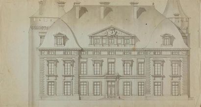École FRANÇAISE du XVIIIe siècle Feuille d'étude recto-verso: façade du château de...